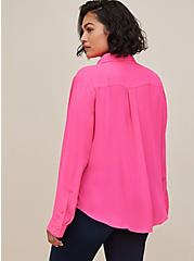 Madison Georgette Button-Up Long Sleeve Shirt, BRIGHT PINK, alternate