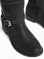 Plus Size Black Oiled Sweater Trimmed Buckle Knee-High Boot (WW & Wide to Extra Wide Calf), BLACK, alternate