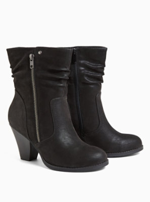 Plus Size - Black Faux Suede Slouch Bootie (WW) - Torrid