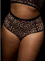 Plus Size Betsey Johnson Leopard Floral High Waist Panty, LEOPARD ROSE BUD, hi-res