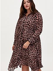 Leopard Chiffon Midi Shirt Dress, MIDI LEOPARD, alternate