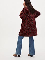 Red Leopard Brushed Sweater Coat, LEOPARD, alternate