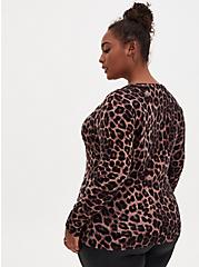 Plus Size Leopard Raglan Pullover Sweater, LEOPARD, alternate