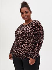 Plus Size Leopard Raglan Pullover Sweater, LEOPARD, hi-res