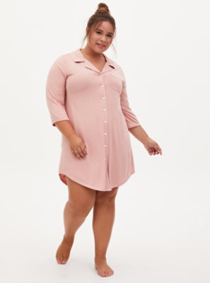Plus Size - Super Soft Blush Pink Sleep Tunic Shirt - Torrid