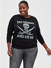 Plus Size The Goonies Never Say Die Black Sweatshirt, DEEP BLACK, hi-res