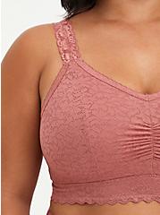 Plus Size 4-Way Stretch Racerback Bralette - Lace Pink, WITHERED ROSE PINK, alternate