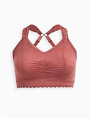 Plus Size 4-Way Stretch Racerback Bralette - Lace Pink, WITHERED ROSE PINK, hi-res