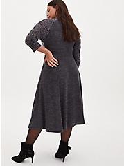 Lace Skater Dress - Super Soft Plush Charcoal Grey , CHARCOAL, alternate