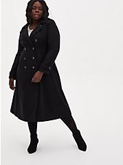 Wool Military Fit And Flare Coat, BLACK, alternate