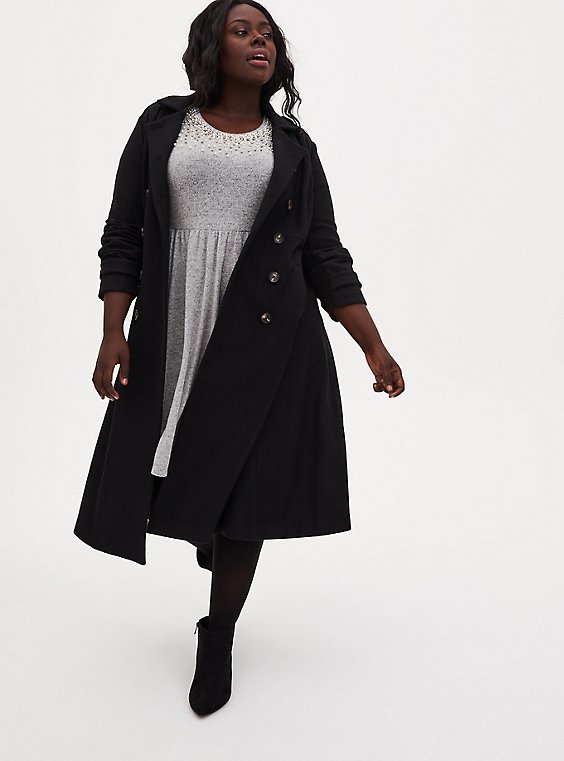 Plus Size - Wool Military Fit And Flare Coat - Torrid