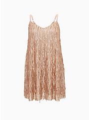 Plus Size Fringe Mini Dress - Gold Shimmer , GOLD, hi-res