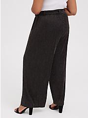 Plus Size Black Lurex Self-Tie Wide Leg Pant, STRIPE -BLACK, alternate