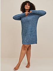 Super Soft Plush Hooded Lounge Tunic Gown, LEGION BLUE, hi-res