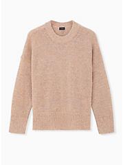 Pullover Drop Shoulder Sweater, CAMEL, hi-res