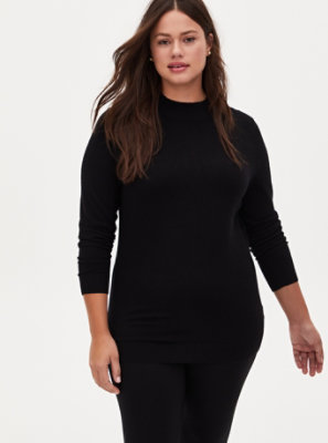 Plus Size - Black Mock Neck Pullover Sweater - Torrid