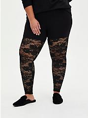 Premium Legging - Mesh & Floral Lace Black, BLACK, alternate