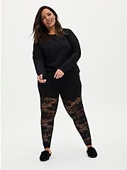 Premium Legging - Mesh & Floral Lace Black, BLACK, hi-res