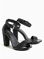 Glitter Ankle Strap Heel Sandal (WW), BLACK, alternate