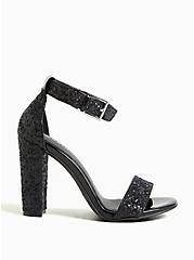 Glitter Ankle Strap Heel Sandal (WW), BLACK, hi-res