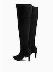 Plus Size Black Faux Suede Over-The-Knee Heel Boot (WW), BLACK, alternate