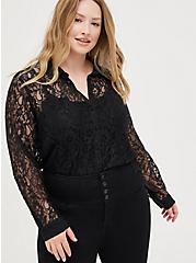 Madison Lace Button-Up Long Sleeve Shirt, DEEP BLACK, hi-res