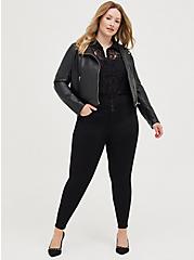 Plus Size Button Front Madison Blouse - Sheer Lace Black, DEEP BLACK, alternate