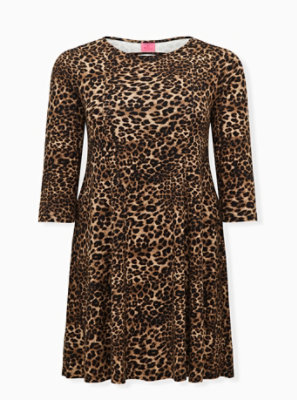 Plus Size - Betsey Johnson Leopard Ponte Skater Dress With Back Cutout ...