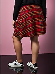 Plus Size Betsey Johnson Red Plaid Ponte Skater Skirt, PLAID RED, alternate