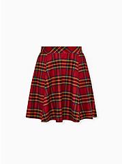 Plus Size Betsey Johnson Red Plaid Ponte Skater Skirt, PLAID RED, hi-res