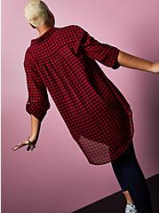 Betsey Johnson Red Houndstooth Sheer Chiffon Tunic, PLAID RED, alternate