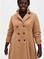 Plus Size Wool High Low Coat, BEIGE, alternate