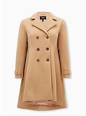 Plus Size Wool High Low Coat, BEIGE, hi-res