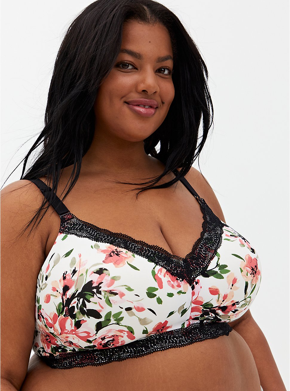 White Floral 360° Back Smoothing™ Lightly Lined Everyday Wire-Free Bra, ROMANTIC WATERCOLOUR FLORAL, hi-res