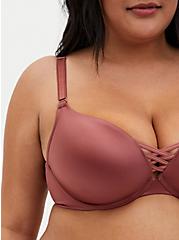 XO Push-Up Plunge Bra - Microfiber Dusty Rose with 360° Back Smoothing™, WITHERED ROSE PINK, alternate