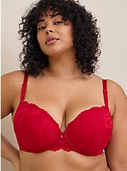 T-Shirt Push-Up Floral Lace 360° Back Smoothing™ Bra, JESTER RED, hi-res