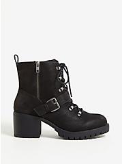 Black Faux Leather Hiker Lug Boot (WW), BLACK, alternate