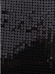 Plus Size Black Sequin Crop Top, DEEP BLACK, alternate