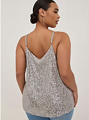 Sophie - Silver Sequined Swing Cami, SILVER, alternate