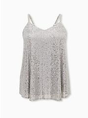Sophie - Silver Sequined Swing Cami, SILVER, hi-res