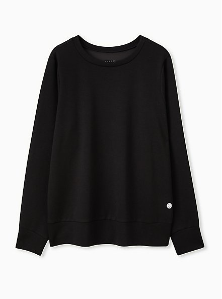 Plus Size Cupro Long Sleeve Active Sweatshirt, BLACK, hi-res
