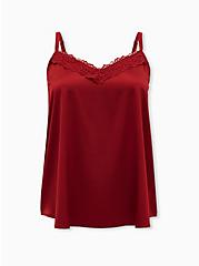 Red Lace Dream Satin Sleep Cami, RED, hi-res