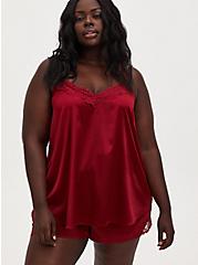 Red Lace Dream Satin Sleep Cami, RED, hi-res