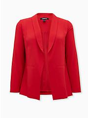 Plus Size Studio Refined Crepe Classic Shawl Collar Blazer, JESTER RED, hi-res