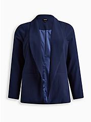 Plus Size Studio Crepe Jersey Classic Shawl Collar Blazer, MEDEVIAL BLUE, hi-res