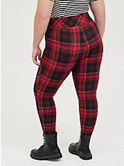 Plus Size Pixie Pant - Luxe Ponte Red Plaid, PLAID - RED, alternate