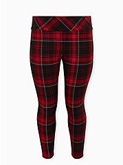 Plus Size Pixie Pant - Luxe Ponte Red Plaid, PLAID - RED, hi-res
