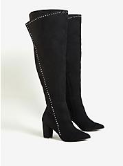French Blu Womens Faux Suede Studded Over The Knee Boot 