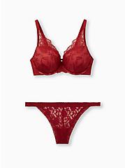 Plus Size Dark Red Lace G-String Panty, BIKING RED, alternate