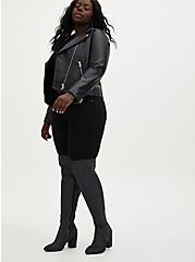 Black Stretch Shimmer Pointed Toe Over-The-Knee Boot (WW), BLACK, hi-res